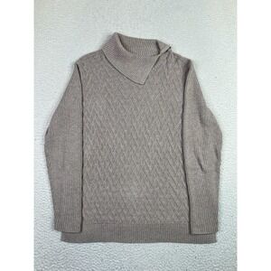 Lands End Sweater Girls Large 14-16 Beige Textured Mock Neck‎ Cotton Knit